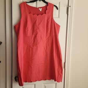 JCrew orange scalloped sleeveless dress